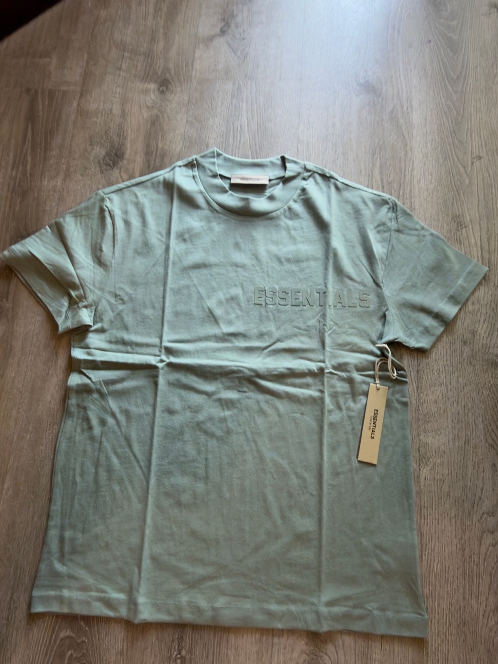 ESSENTIALS Sage Green Embossed Logo Short Sleeve Tee